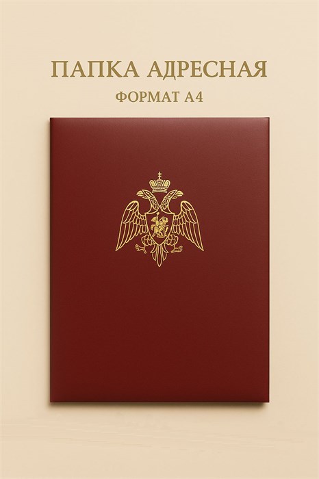 Адресная папка с гербом Росгвардия, бордо ПП-51 - фото 106495